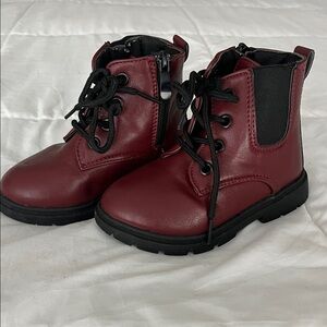 Kids Burgundy Lace-Up Boots
